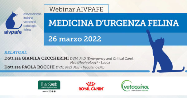 AIVPAFE - Webinar Online Medicina d'urgenza felina - 26 marzo 2022