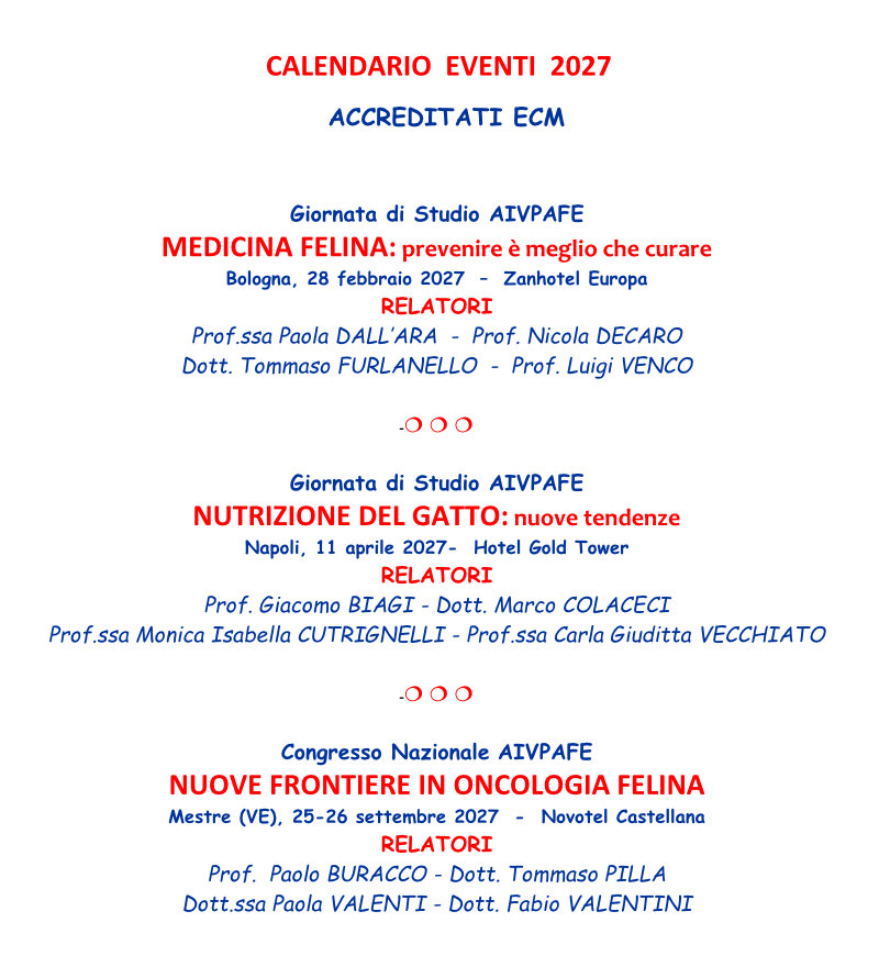 CALENDARIO EVENTI AIVPAFE 2027